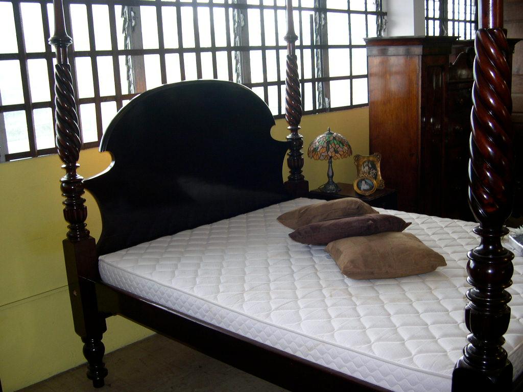 Lit à baldaquin devant fenêtre