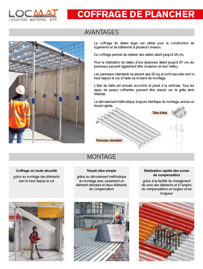 Location de coffrage et étaiement pour planchers à Montpellier