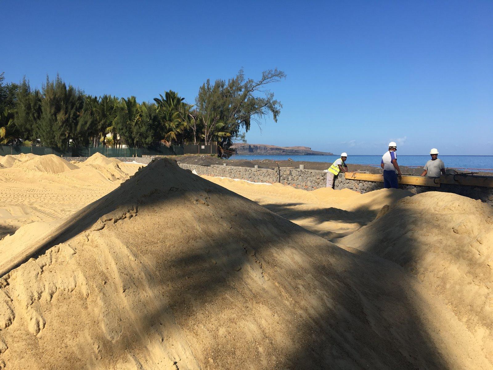Mise en place du Sable Ile de la Réunion