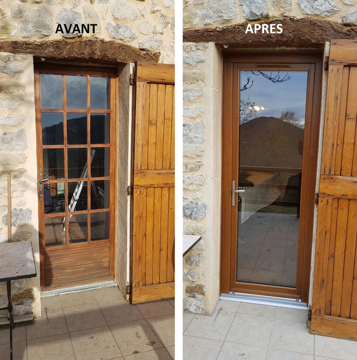 Fenêtres et portes-fenêtres en chêne dans chalet de montagne