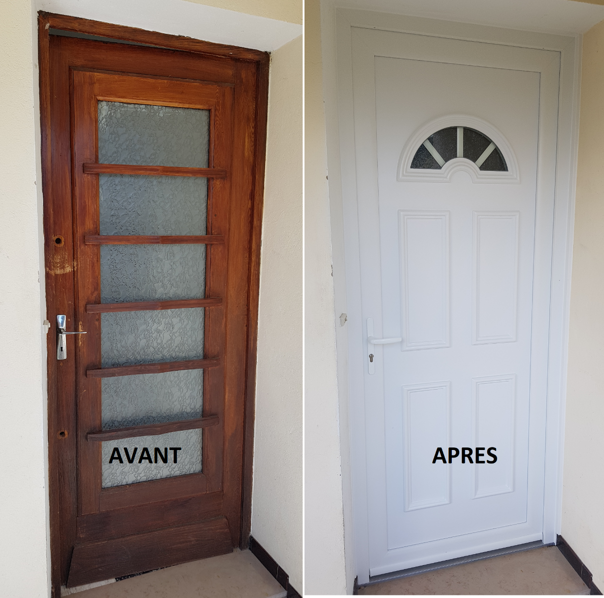 Remplacement d'un porte d'entrée en bois par un modèle en pvc