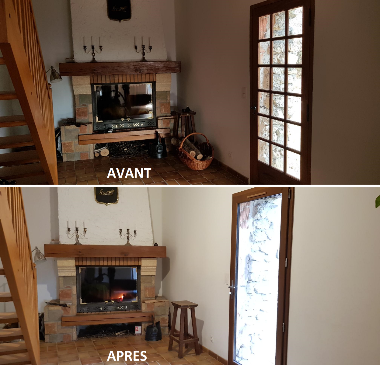 Fenêtres et portes-fenêtres en chêne dans chalet de montagne