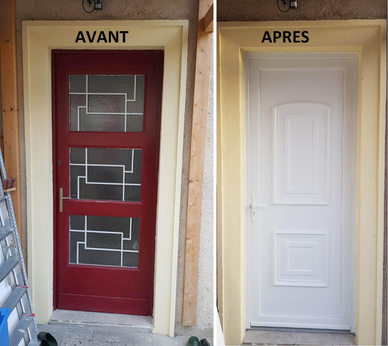 remplacement d'une porte d'entrée par une porte pvc pleine