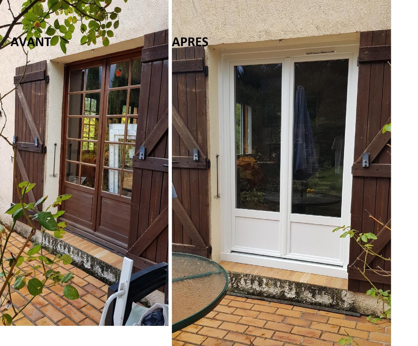 Porte fenêtre PVC en remplacement de celle en bois