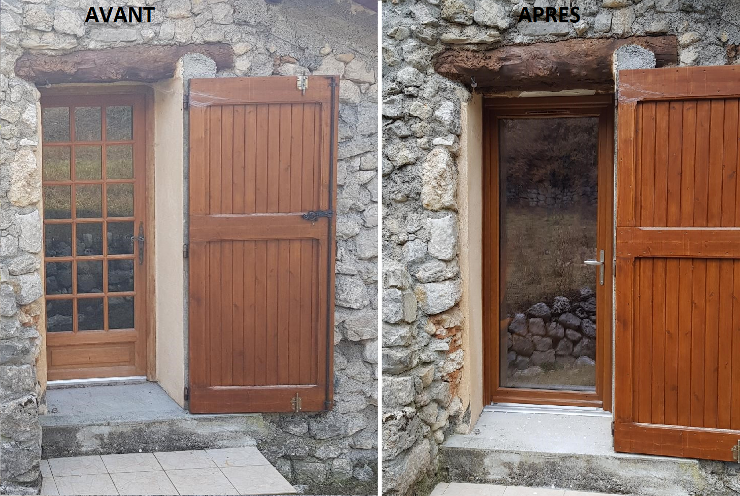 Fenêtres et portes-fenêtres en chêne dans chalet de montagne