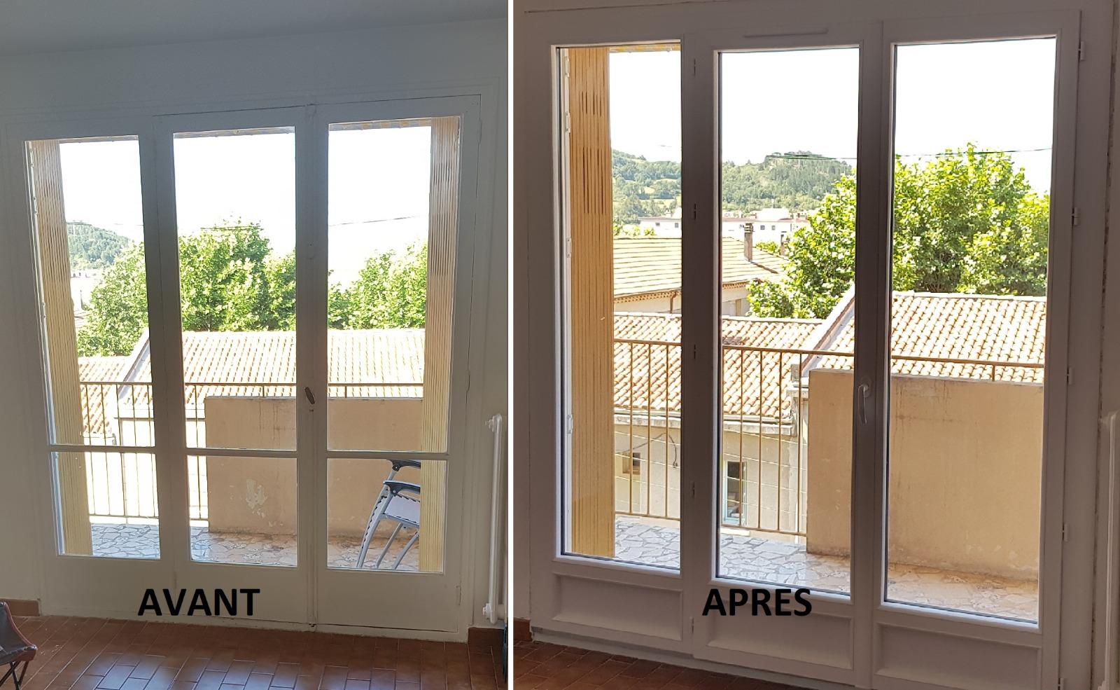 Remplacement d'une porte fenêtre bois par du PVC