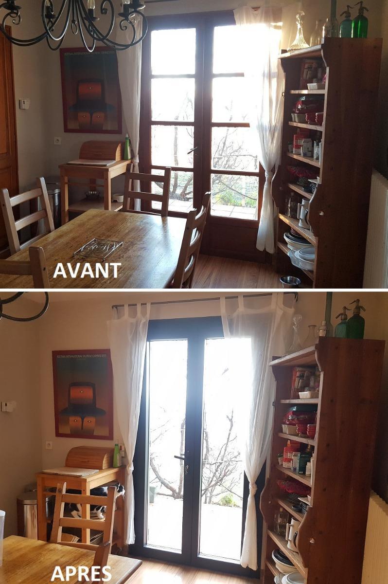 Remplacement porte fenêtre bois par de l'alu couleur noir sablé2