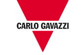 El logotipo de Carlo Gavazzi es un triángulo rojo sobre un fondo blanco.