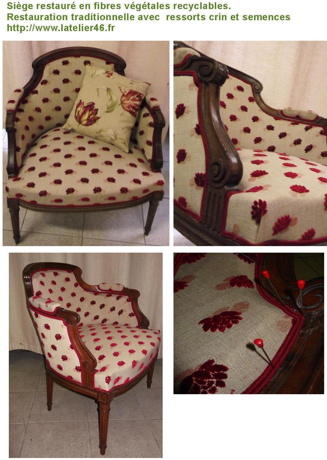 FAUTEUIL L'ATELIER46 - Garnissage à l'ancienne avec des motifs de petites fleurs roses