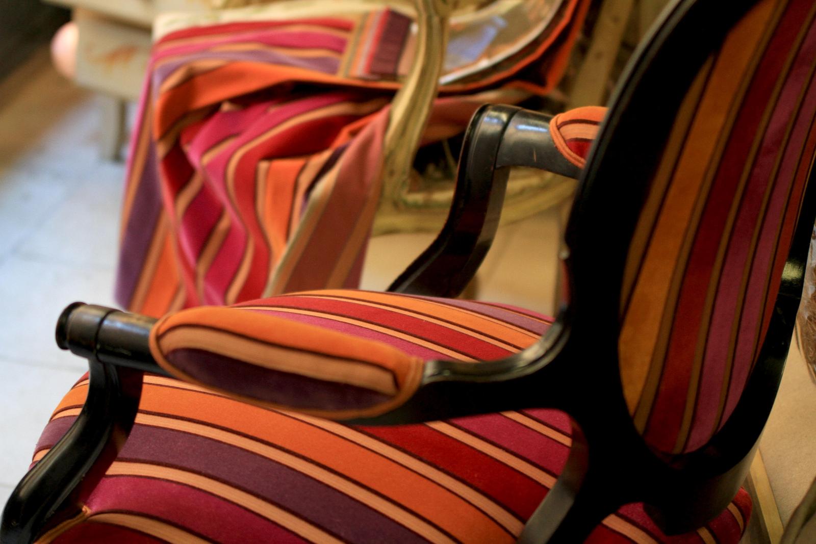 FAUTEUIL NAPOLÉON III - rayures oranges