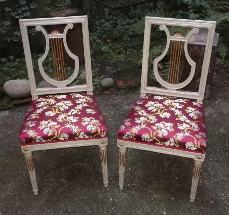 CHAISES XVIII estampillées Delaisement -Tissu soierie Maison Hamot