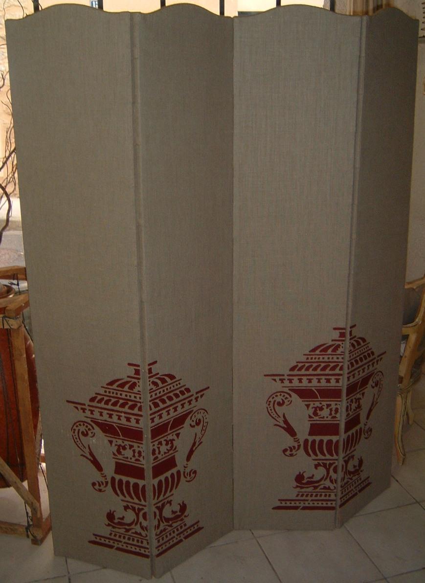 ARRIÈRE DU PARAVENT- lin et pigments -CRÈATION CHRISTOPHE AUTIN - L'ATELIER