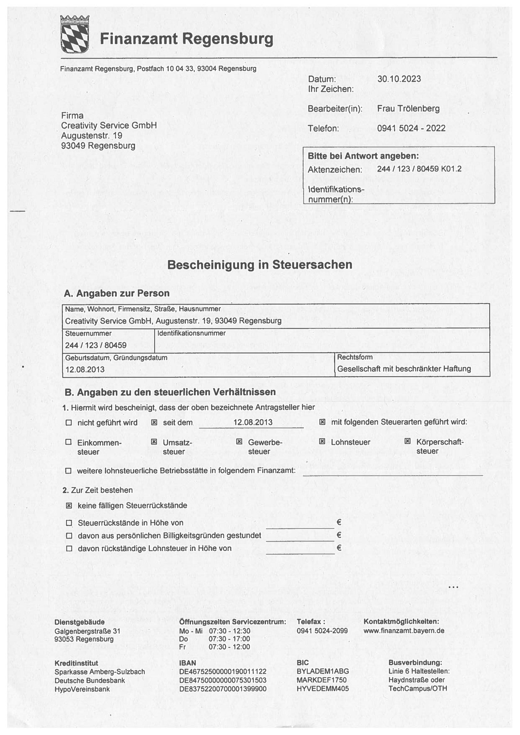 Wo Bekomme Ich Ein Führungszeugnis Her Zeitarbeitsfirma Regensburg | Creativity Service GmbH