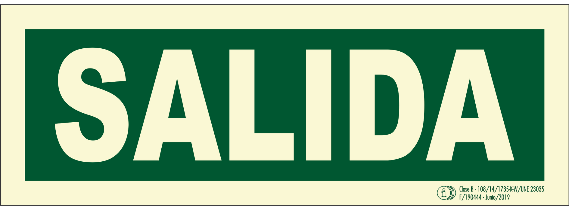 Un cartel verde y blanco que dice salida.