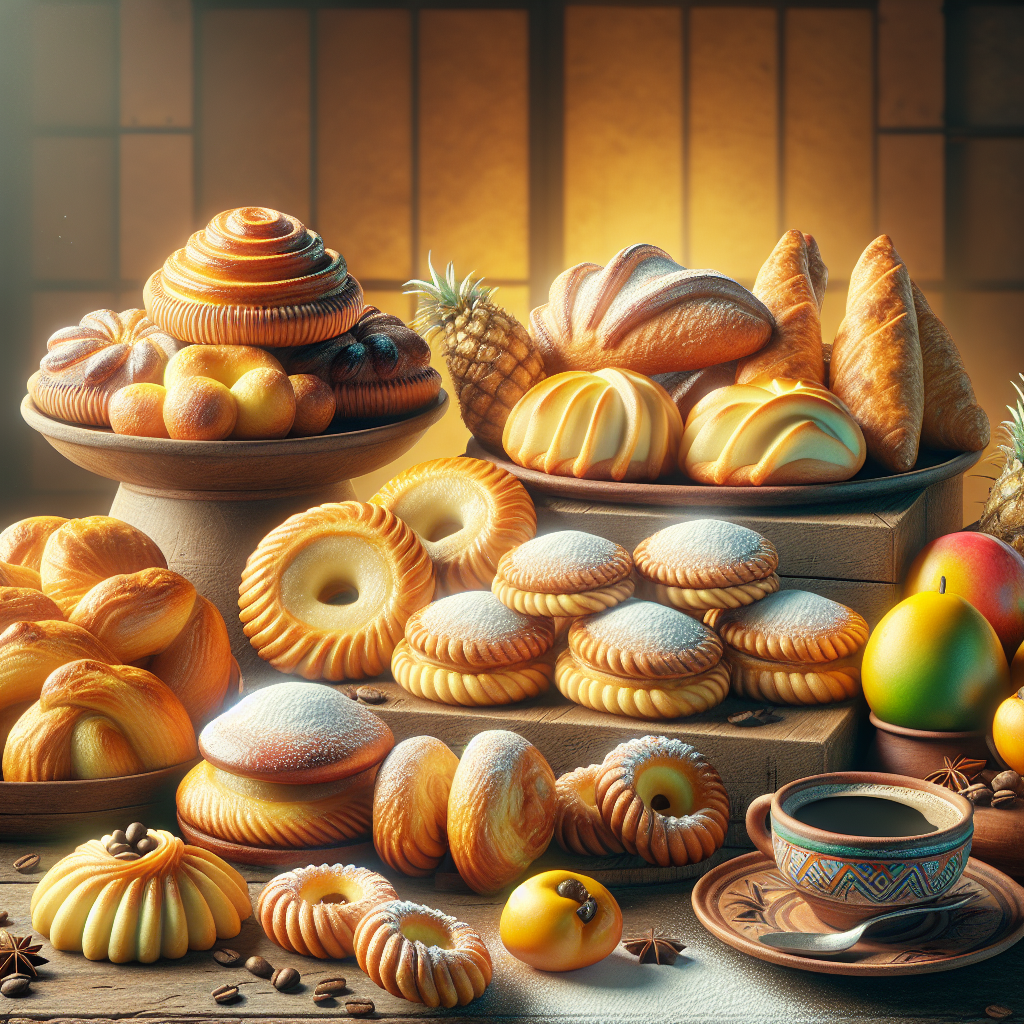 Realistic stock image of fresh Colombian pastries.