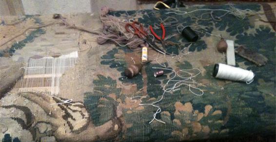 Restauration de tapisserie verdure Aubusson XVIIIème