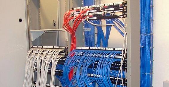 FIls électriques bleu, blanc et rouge