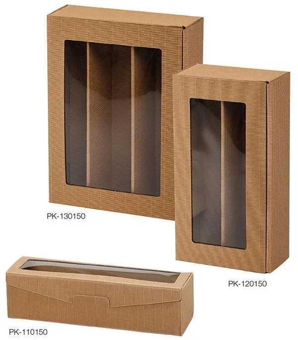 Kartons mit Fensterbereichen zur Präsentation von Produkten.