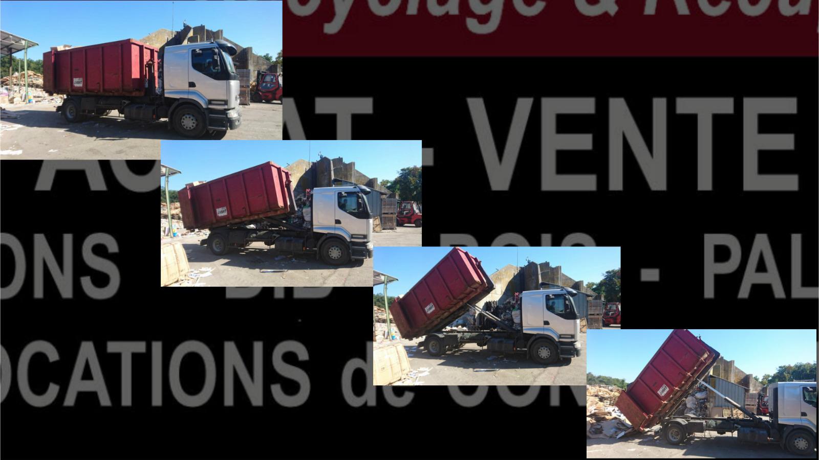 Déchargement d'une benne carton