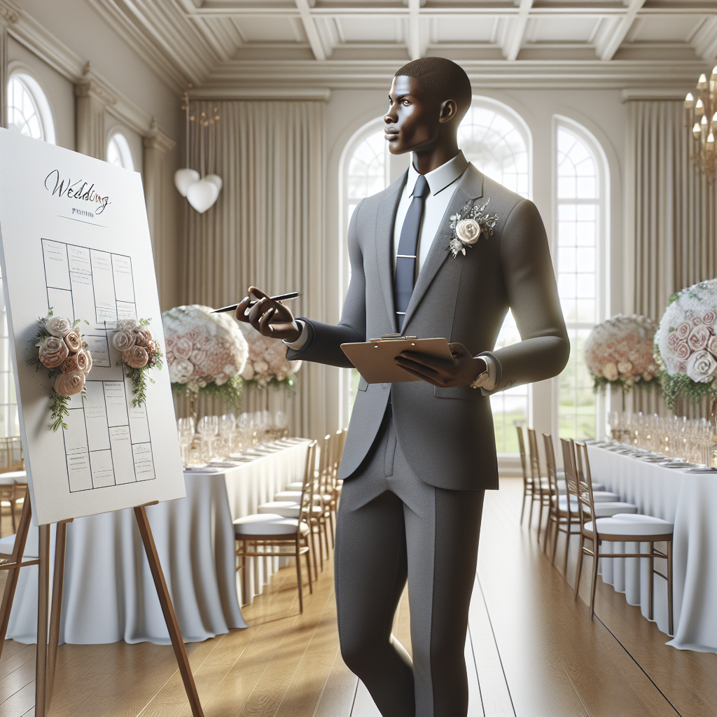 Realistic stock image of wedding planner at work.