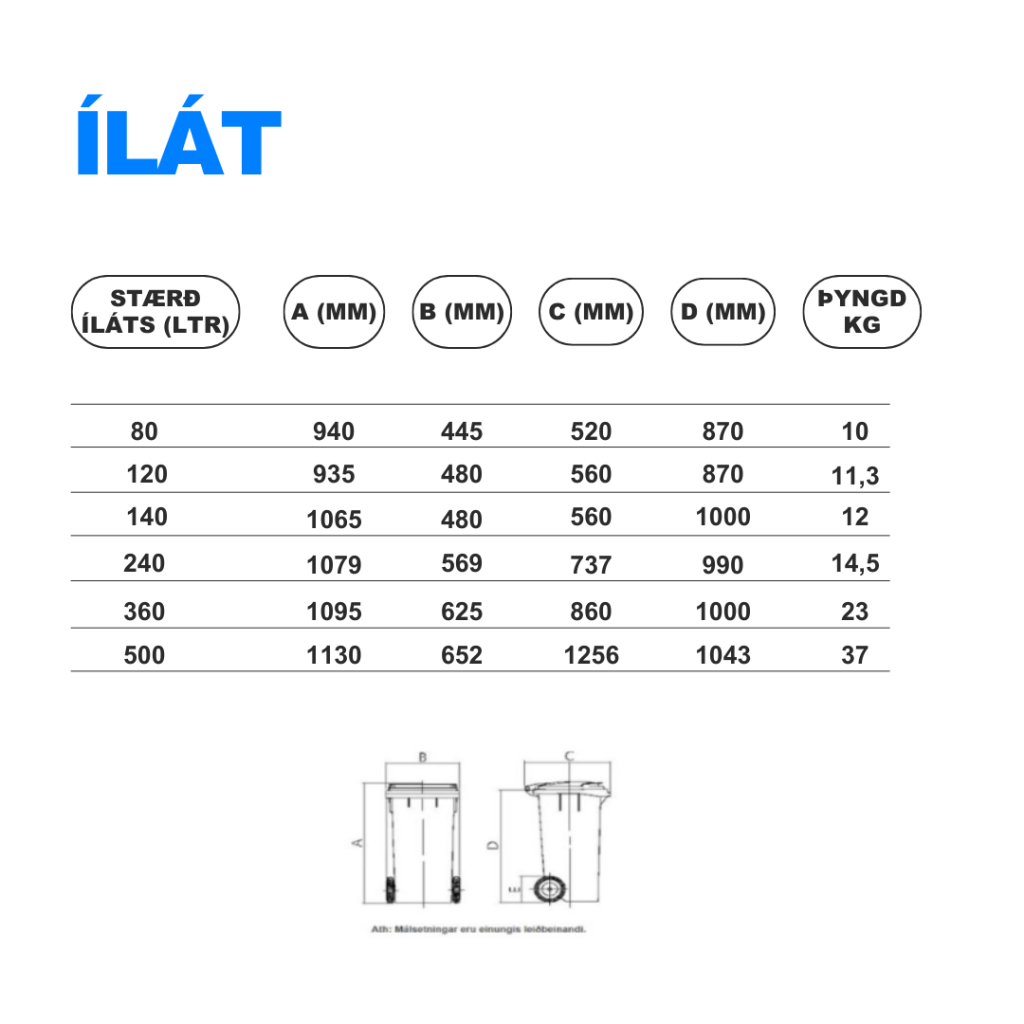 Tunna 140 ltr grá