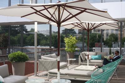 ACAJOU parasol 400 x 300 - Coton M1 blanc -Laiton