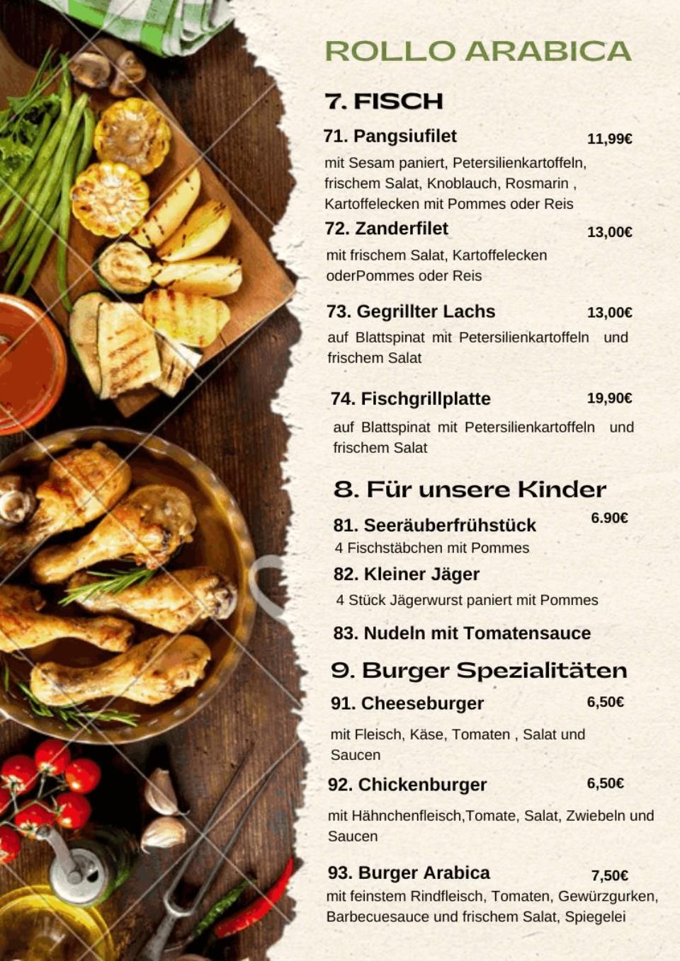 Speisekarte von der Kaitoob Verwaltungs GmbH & Co. KG