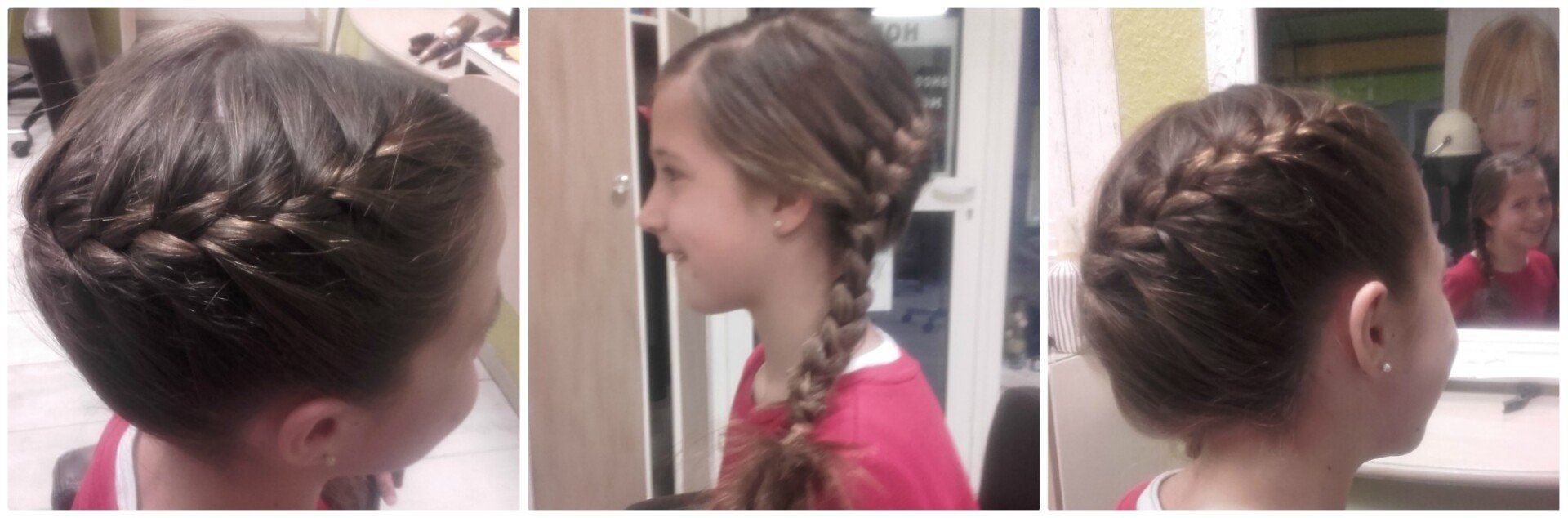 3 photos fille avec tresse