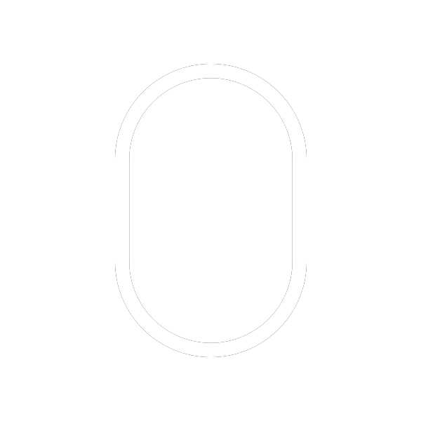 Formato oval branco com duas linhas.