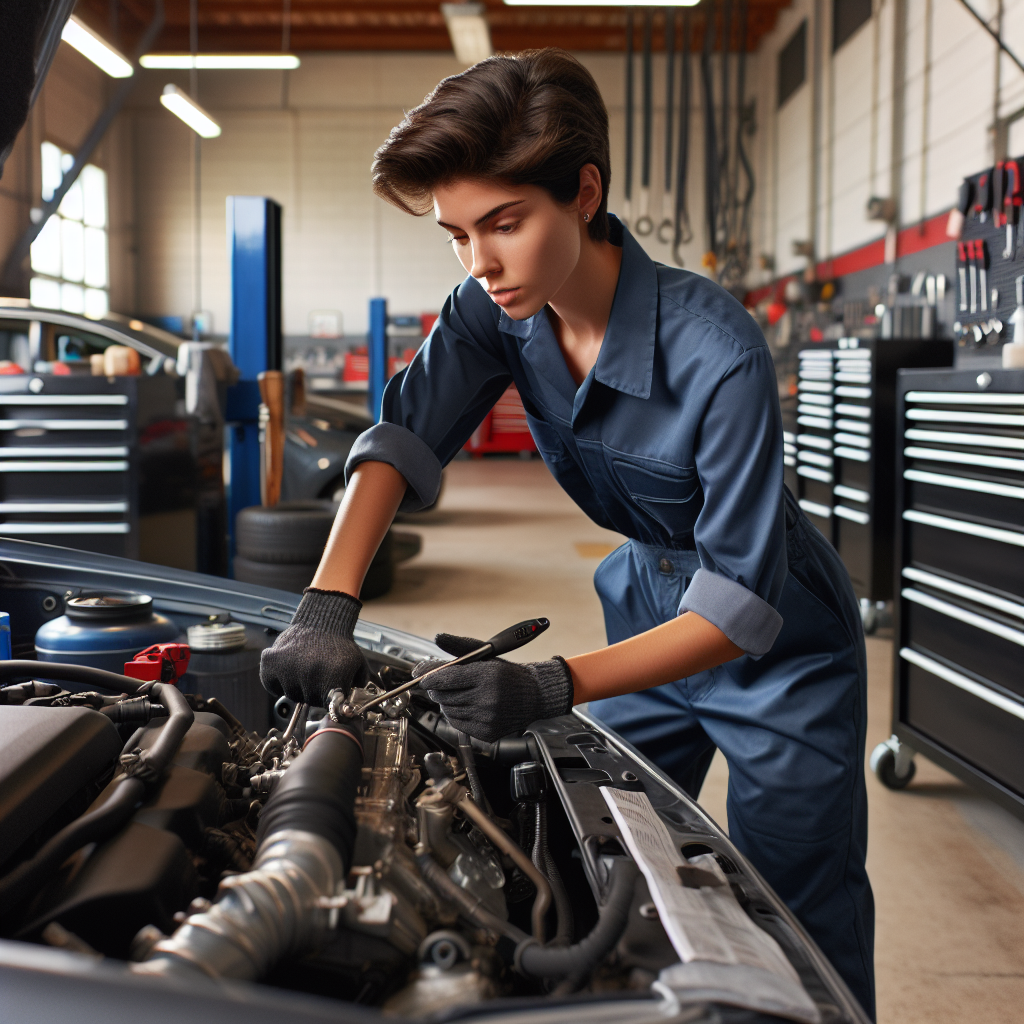 Realistic stock image of mechanic repairing car