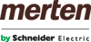 Auf weißem Hintergrund ist ein Logo von Merten by Schneider Electric zu sehen.