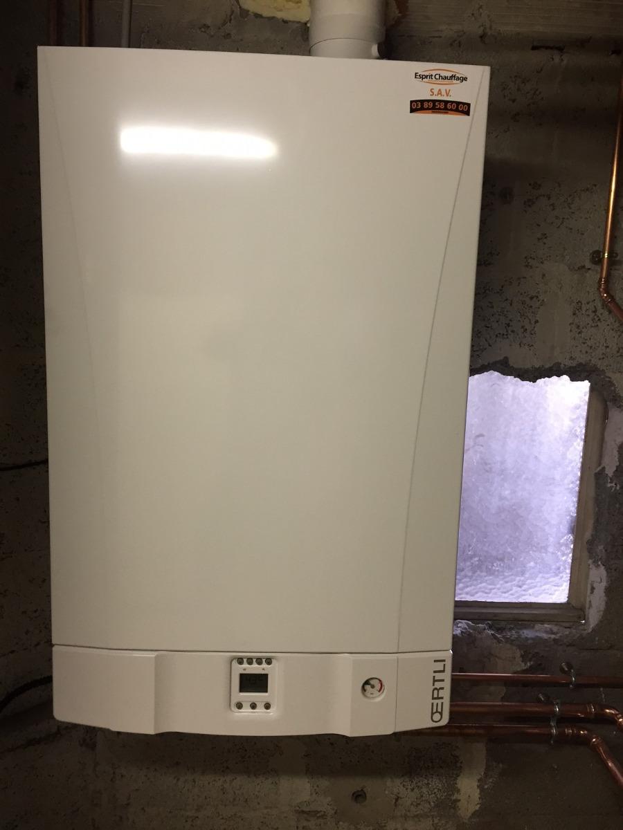 Pose d'une chaudière gaz murale OERTLI à Rouffach