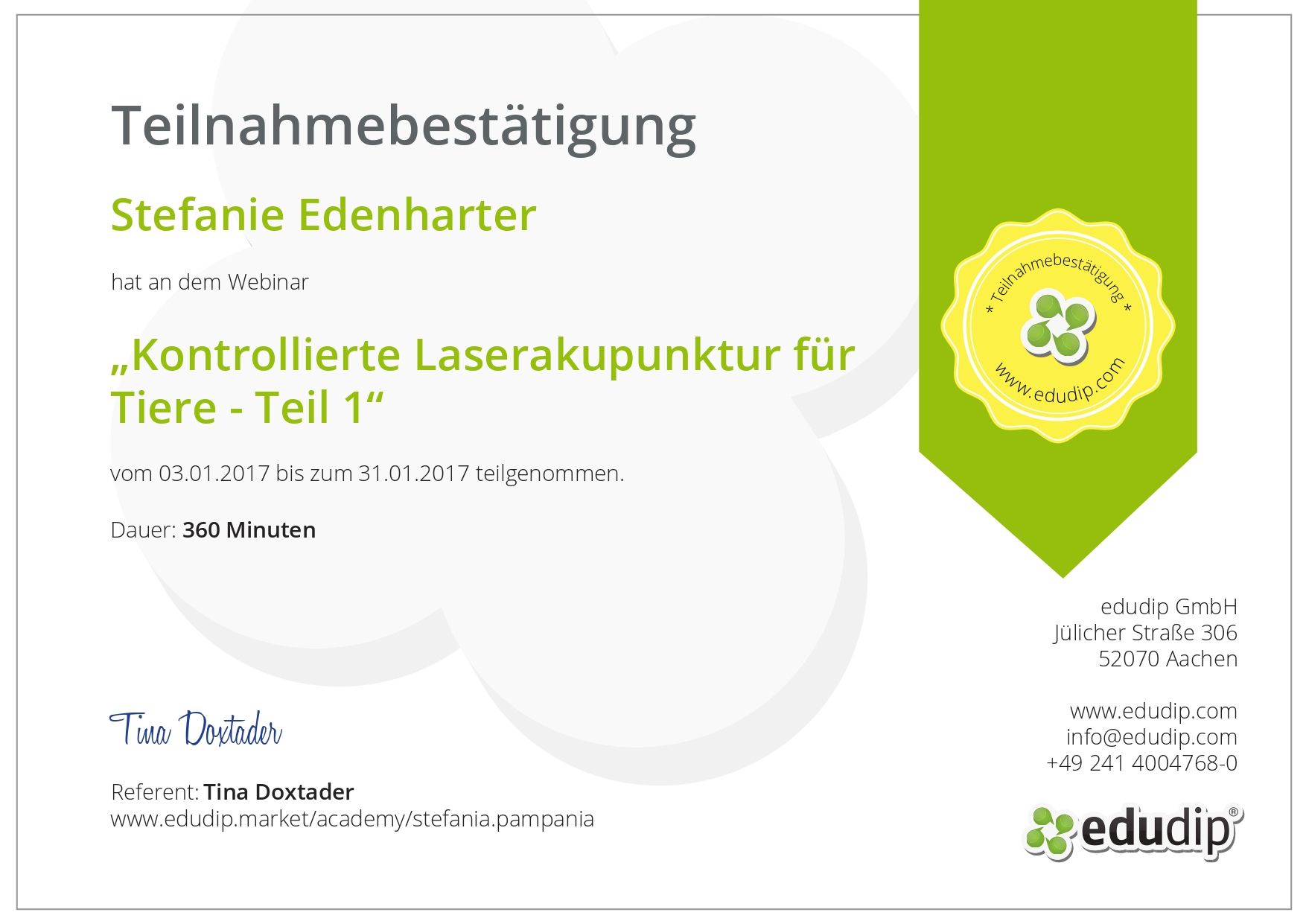 Teilnehmerbestätigung