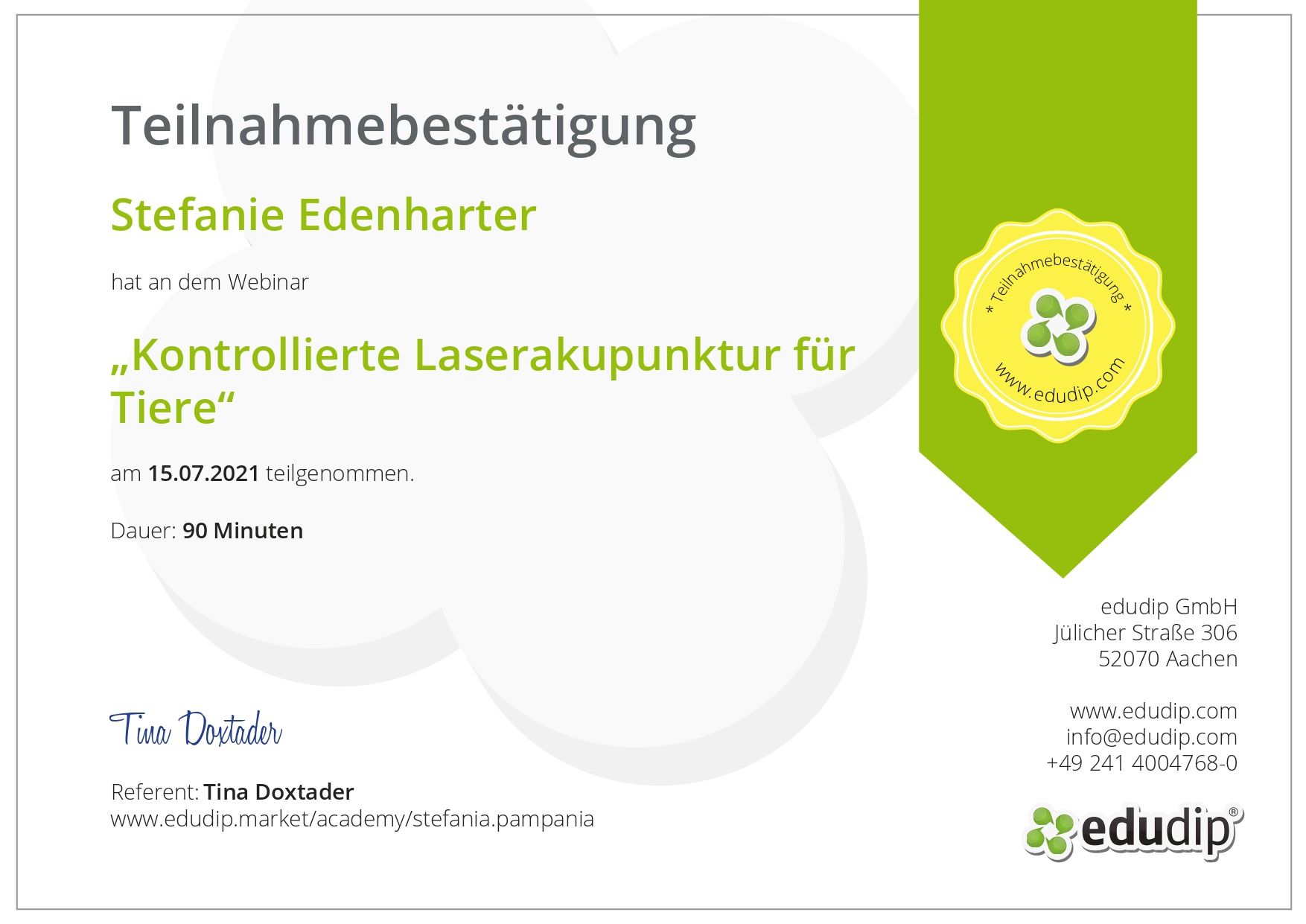 Teilnehmerbestätigung