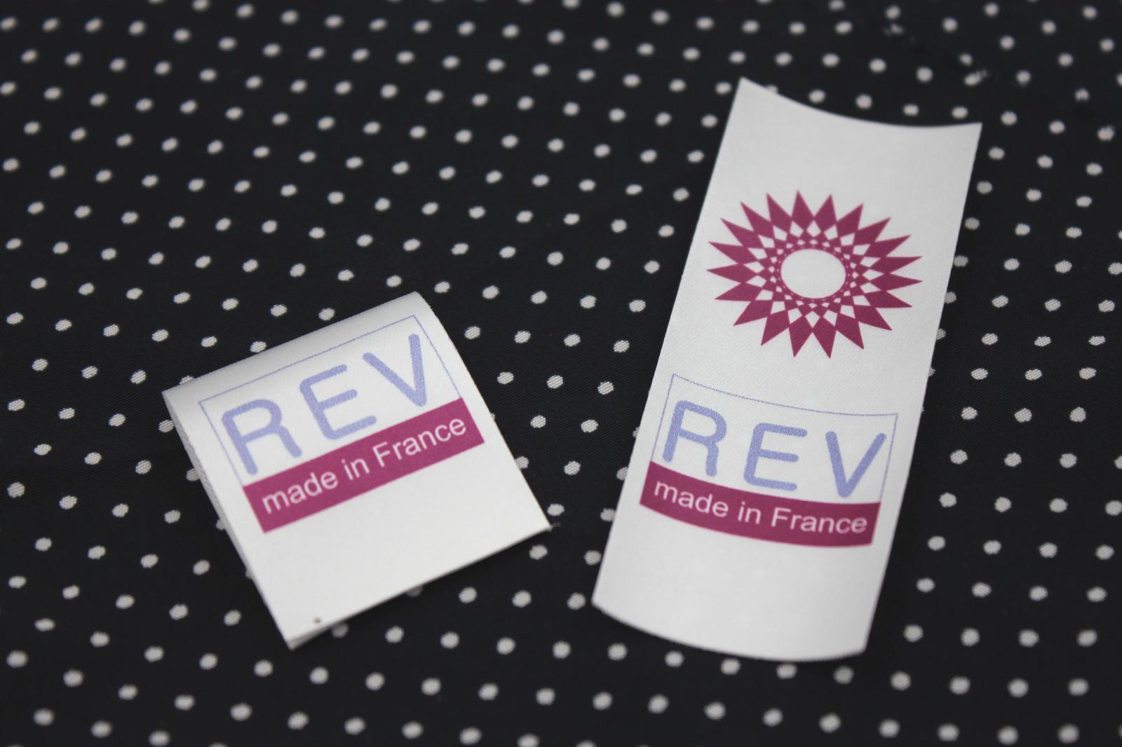 REV par Etiquette sergé polyester imprimée