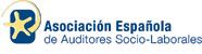 Logo de la Asociación Española de Auditores Socio-Laborales en azul y blanco