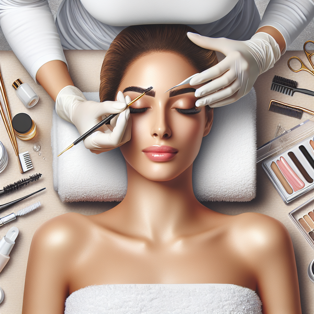 Realistic stock image of eyebrow lamination process.