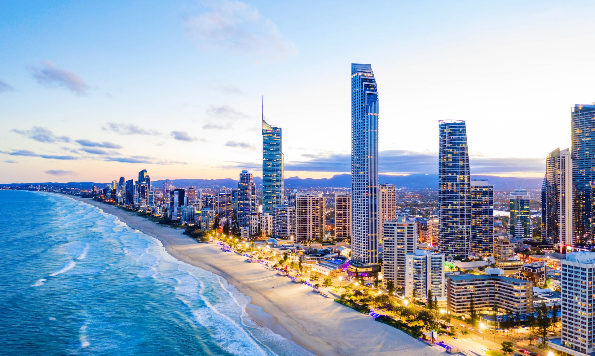 Surfers Paradise skyline at dusk
