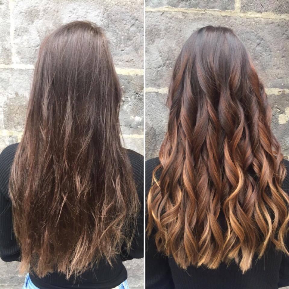 Coiffure au salon avant et après