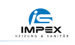 Ein blau-schwarzes Logo für Impex Heizung und Sanitär
