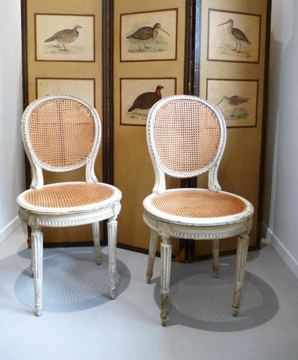 Cannage en traditionnel de chaises médaillon Louis XVI