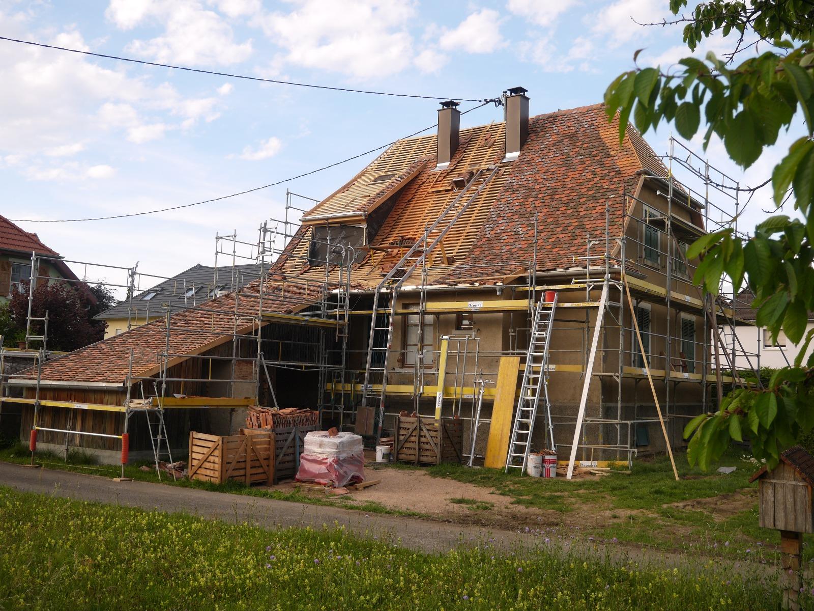 creation chien assis et refection de toiture