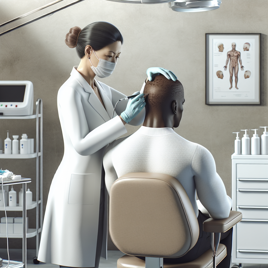 Realistic stock image of micropigmentation treatment session