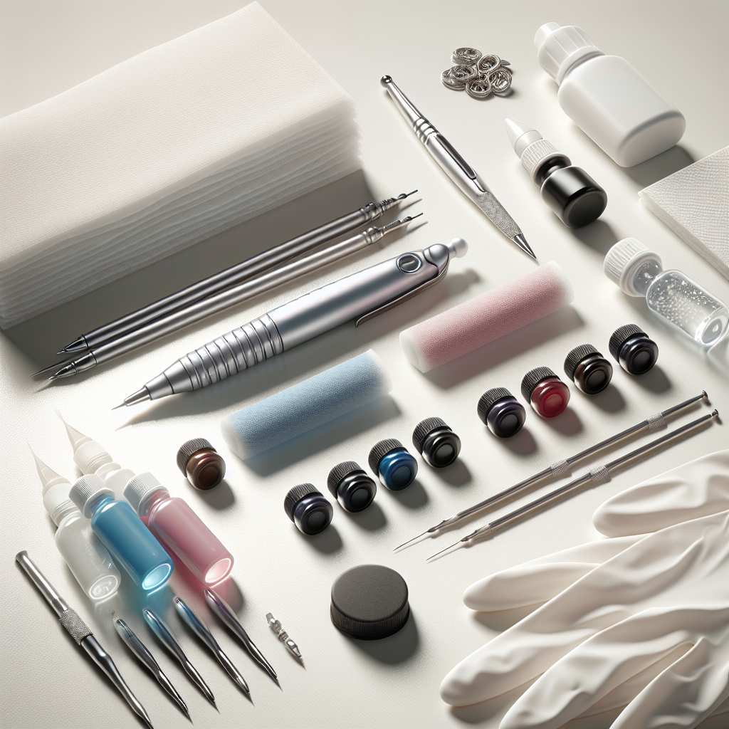 Realistic stock image of micropigmentation tools.