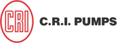 Logotipo de C.R.I. Pumps con emblema circular rojo de CRI y nombre de la empresa en negro sobre fondo blanco