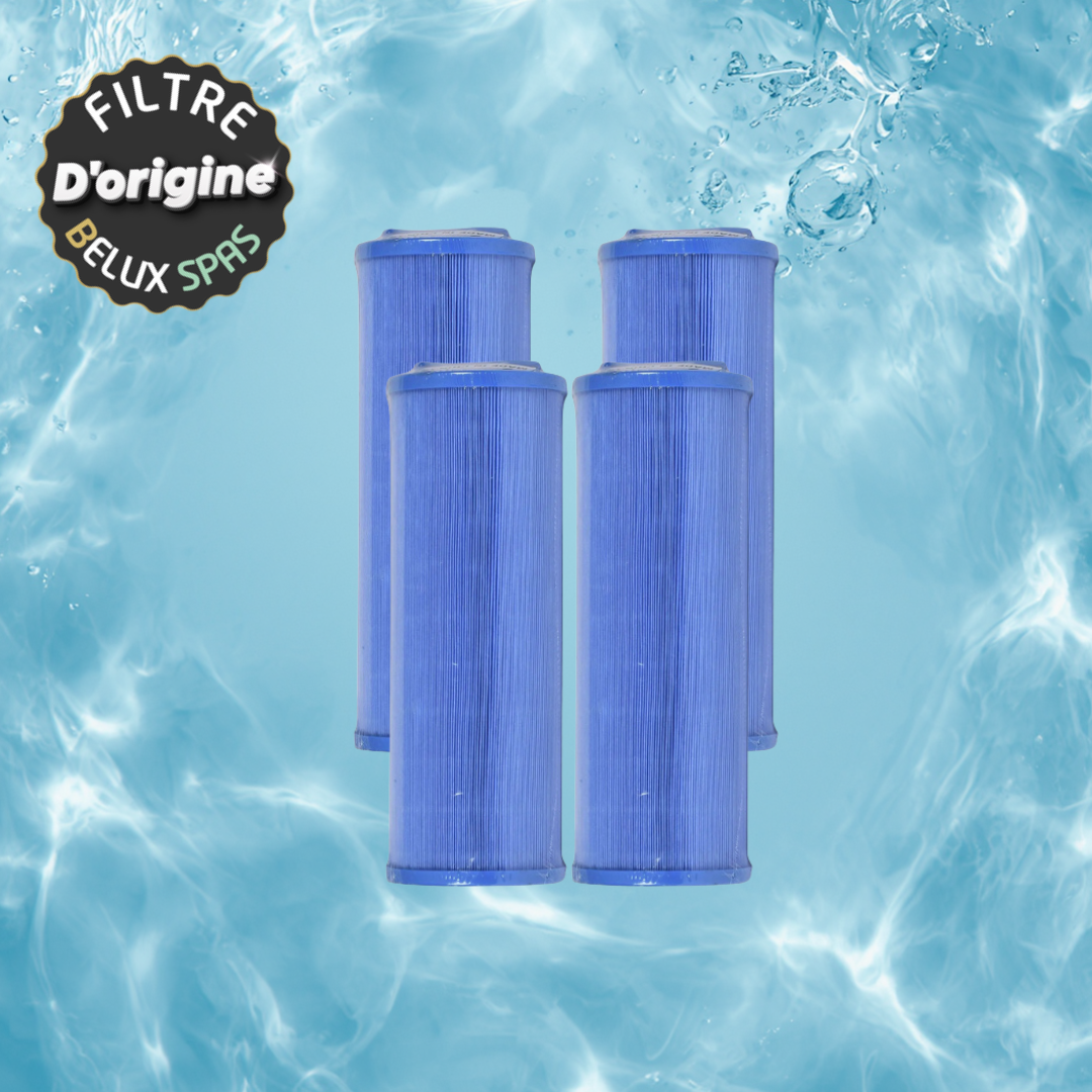 Pack 4 filtres long filet interne anti-bactérien Microban pour spa et spa de nage