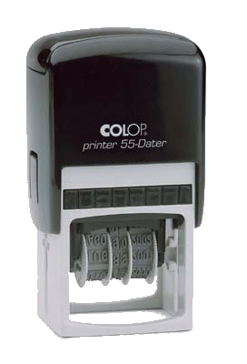 Datums-Stempel Colop, oval und grau-schwarz