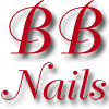 Logotipo "BB" vermelho acima da palavra "Nails" em letras vermelhas.