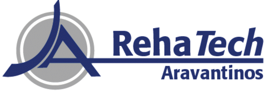 Das Logo von Reha Tech Aratatinos ist blau und grau