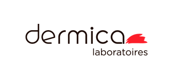 Se muestra un logotipo de Dermica Laboratoires sobre un fondo blanco.